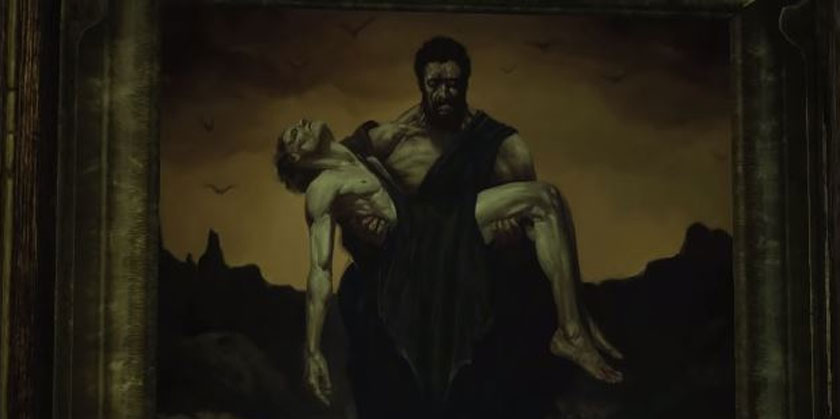 The opening scene's Cain and Abel painting, titled The Duality of Man