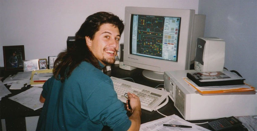 John Romero at work in the mid-90's